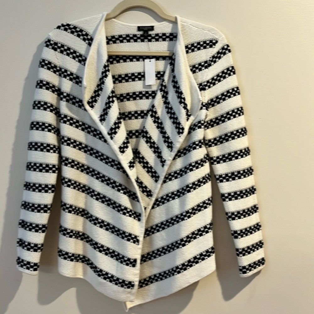Talbots Black and White Cardigan Petite NWT